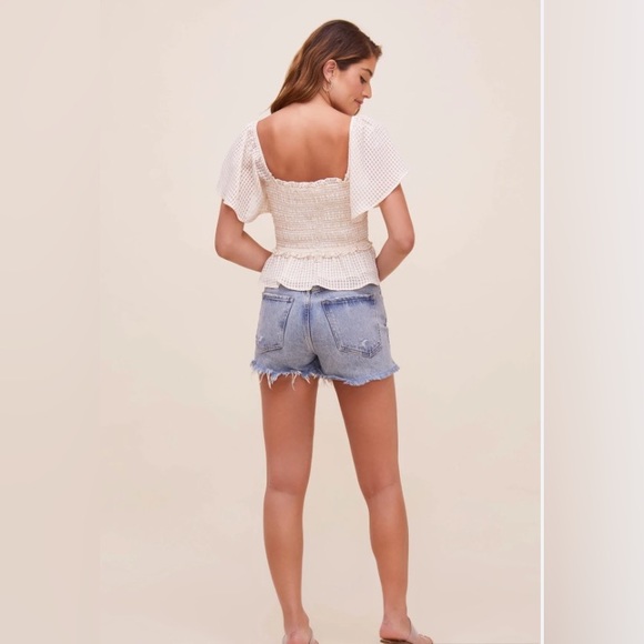 ASTR The Label January Smocked Flutter Sleeve White Top - Picture 2 of 5